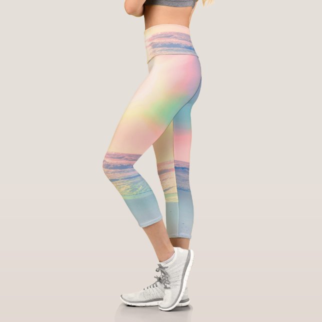 Tropical Beach Sea Sun Colorful Summer Capri Leggings (Left)