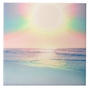 Tropical Beach Sea Sun Colorful Summer Ceramic Tile