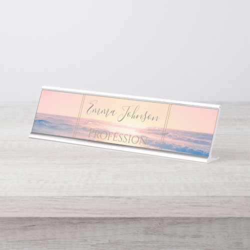 Tropical Beach Sea Sun Colorful Summer Desk Name Plate