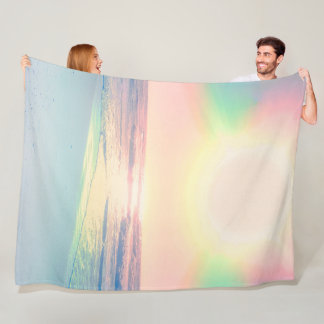 Tropical Beach Sea Sun Colorful Summer Fleece Blanket