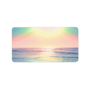 Tropical Beach Sea Sun Colorful Summer Label