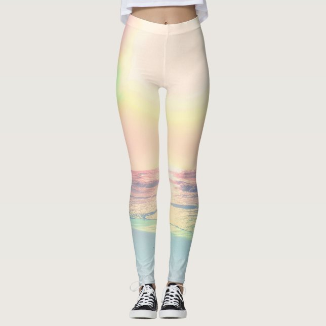 Tropical Beach Sea Sun Colorful Summer Leggings (Front)