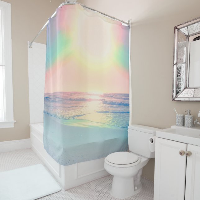 Tropical Beach Sea Sun Colorful Summer Shower Curtain (In Situ)