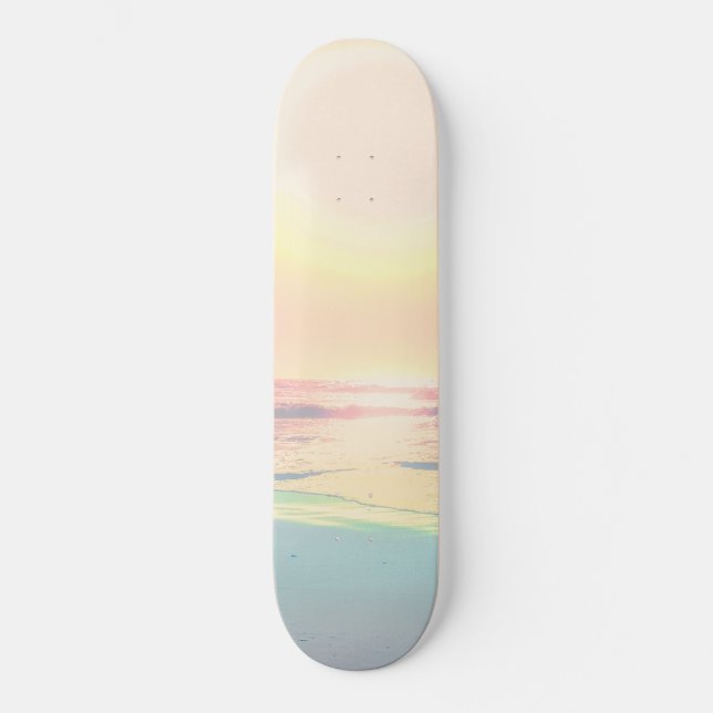 Tropical Beach Sea Sun Colorful Summer Skateboard (Front)