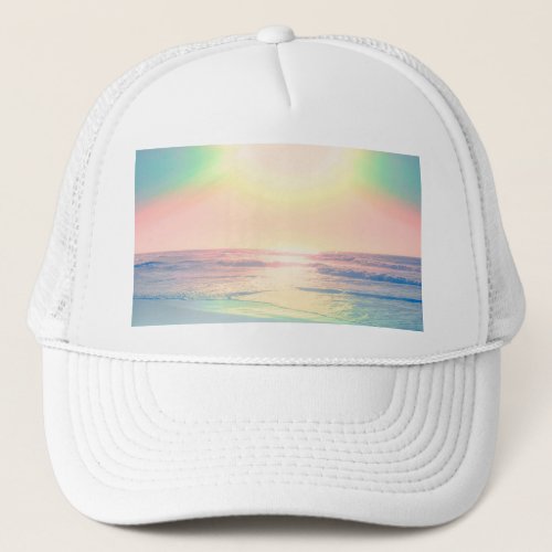 Tropical Beach Sea Sun Colorful Summer Trucker Hat