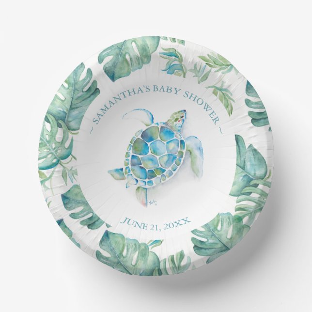 Tropical Beach Sea Turtle Baby Shower Paper Bowls (Front)