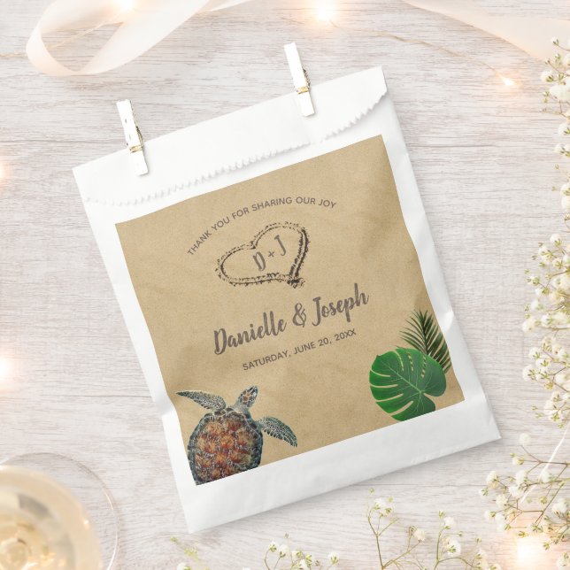 Tropical Beach Sea Turtle Wedding Favor Bag (Clipped)
