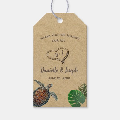 Tropical Beach Sea Turtle Wedding Gift Tags