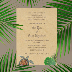 Tropical Beach Sea Turtle Wedding Invitation