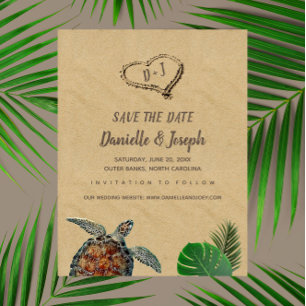 Tropical Beach Sea Turtle Wedding Save the Date