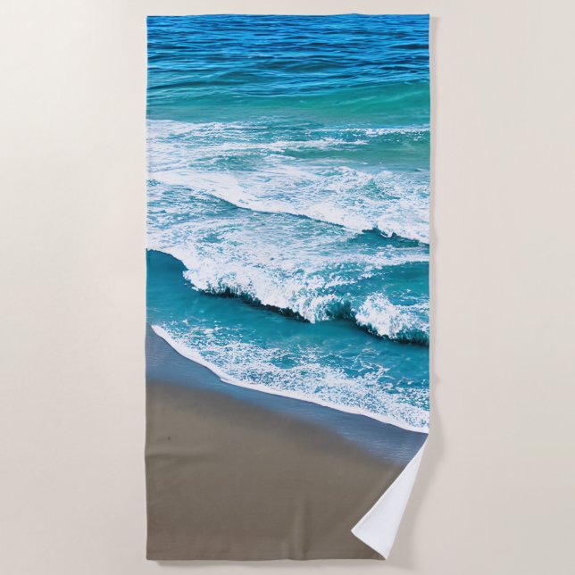 Tropical Beach Sea Waves  Beach Towel (Front)