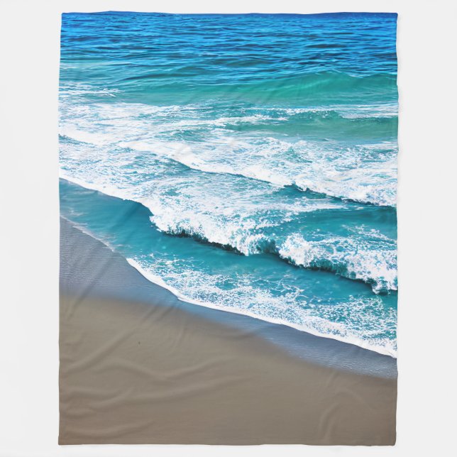 Tropical Beach Sea Waves Fleece Blanket (Front)