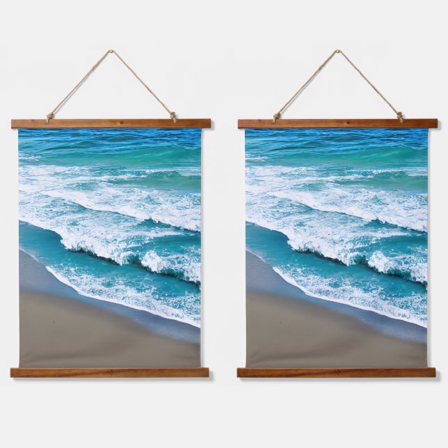 Tropical Beach Sea Waves Hanging Tapestry (Double)