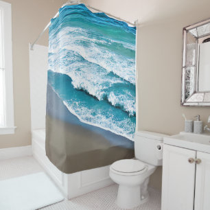 Tropical Beach Sea Waves Shower Curtain