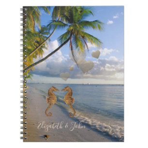 Tropical Beach,Seahorse In Love-Personalized Notebook