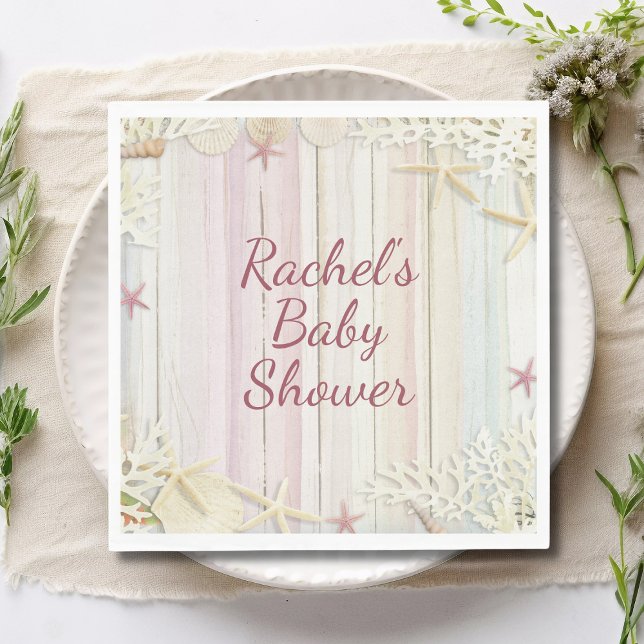 Tropical Beach Seashell Baby Shower Boho Chic Napkins (Creator Uploaded)