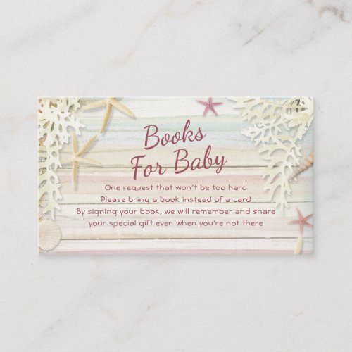 Tropical Beach Seashell Baby Shower Books For Baby Enclosure Card