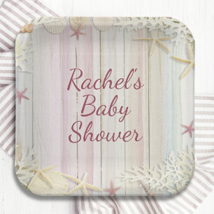 Tropical Beach Seashell Baby Shower Paper Plates