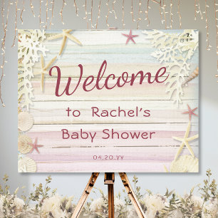 Tropical Beach Seashell Baby Shower Welcome Foam Board