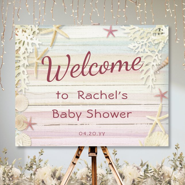 Tropical Beach Seashell Modern Boho Baby Shower Foam Board (Creator Uploaded)