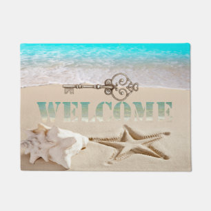 Tropical Beach, Seashell,Seastar,Key Welcome Doormat