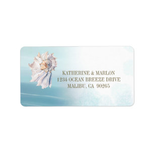 Tropical Beach Seashell Watercolor Return Address Label