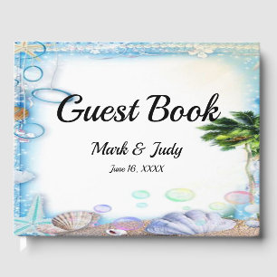 Tropical Beach Seashell Wedding Guest Book