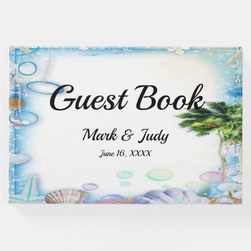 Tropical Beach Seashell Wedding Guest Book