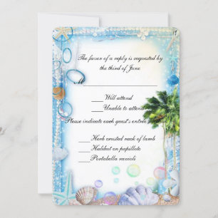 Tropical Beach Seashell Wedding Response Card