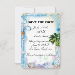 Tropical Beach Seashell Wedding Save The Date Card