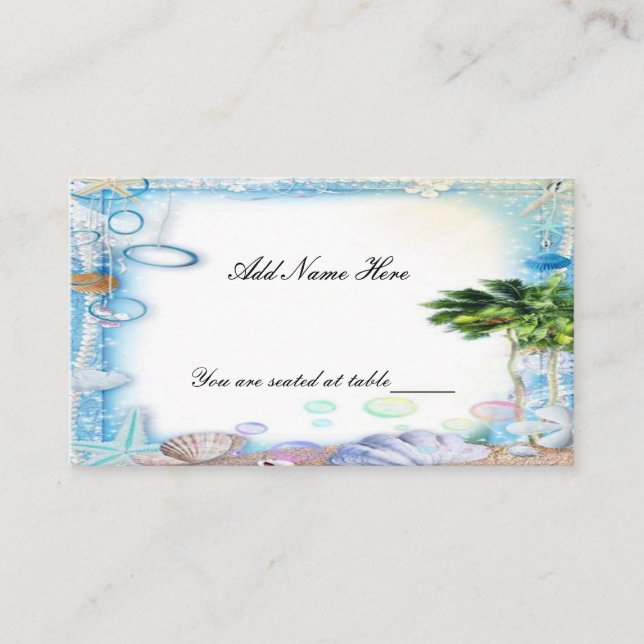 Tropical Beach Seashell Wedding Table Place Card (Front)