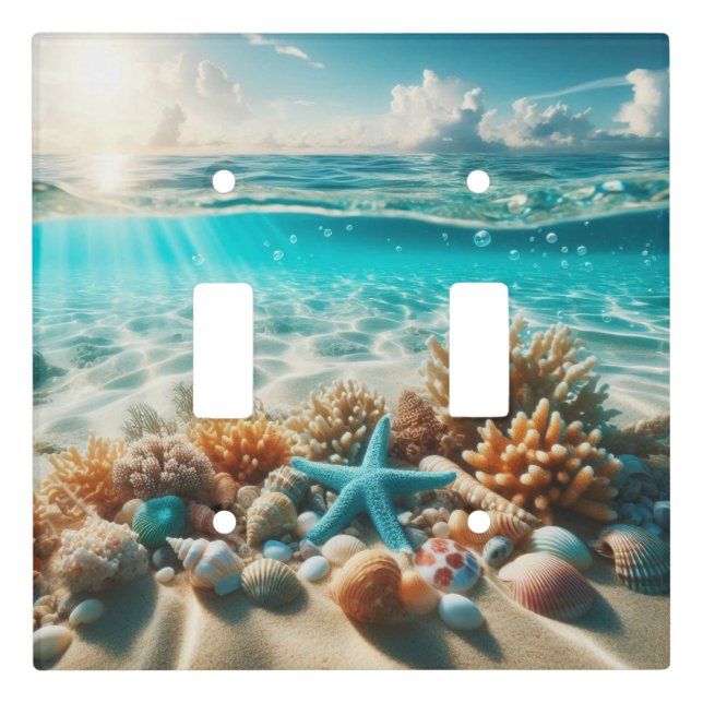 Tropical Beach Seashells And Starfish Light Switch Cover (Front)