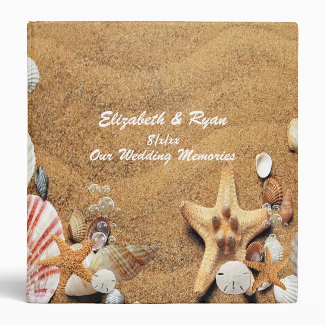 Tropical Beach Seashells Bubbles Sand dollars  3 Ring Binder (Front)