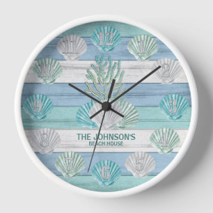 Tropical Beach Seashells Clock