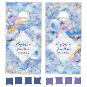 Tropical Beach Seashells Custom Wedding Cornhole Set