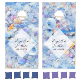 Tropical Beach Seashells Custom Wedding Cornhole Set