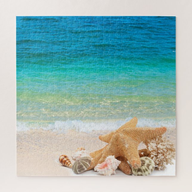 Tropical Beach Seashells Seastar Jigsaw Puzzle (Vertical)