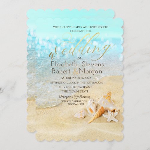 Tropical BeachSeashells Wedding Invitation