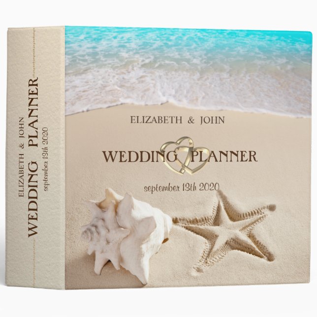 Tropical Beach,Seastar,Seashell 3 Ring Binder (Front/Spine)