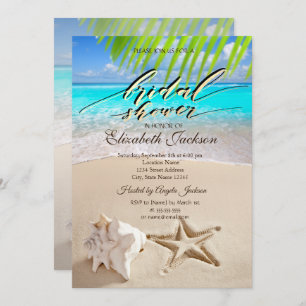 Tropical Beach,Seastar,Seashell Bridal Shower Invitation