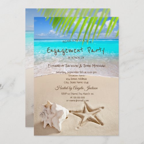 Tropical BeachSeastarSeashell Engagement Invitation