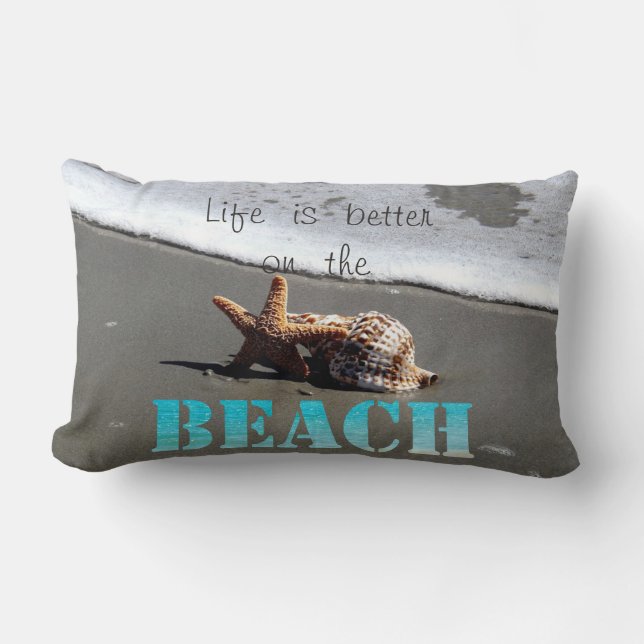 Tropical Beach,Seastar,Seashell Lumbar Pillow (Front)