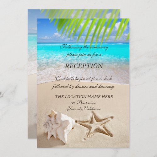 Tropical BeachSeastarSeashell  Reception Invitation