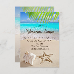 Tropical Beach,Seastar,Seashell Rehearsal Dinner Invitation