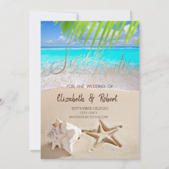 Tropical Beach,Seastar,Seashell Save The Date | Zazzle.com