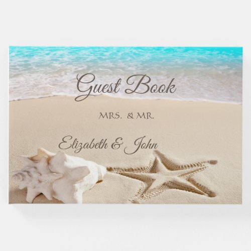 Tropical BeachSeastarSeashell  Wedding Guest Book