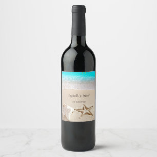 Tropical Beach,Seastar,Seashell Wine Label