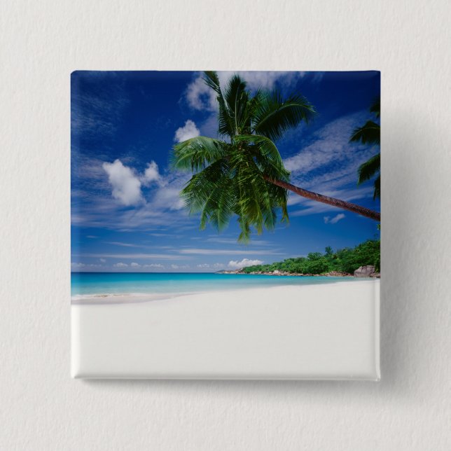 Tropical Beach | Seychelles Pinback Button (Front)
