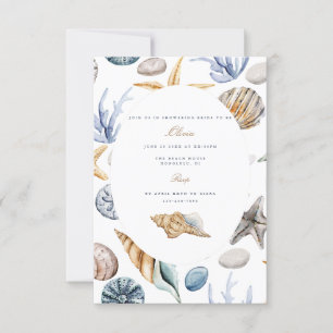 Tropical Beach Shell Bridal Shower Invitation