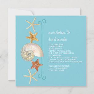 Tropical Beach Shells Starfish Nautilus Summer Invitation